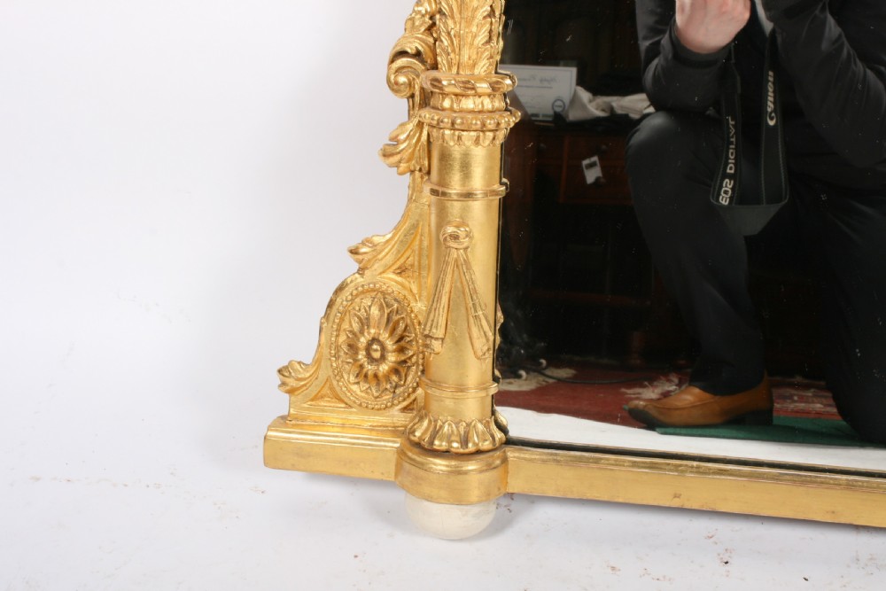 Victorian Carved Gesso Wood Overmantel Mirror View VI