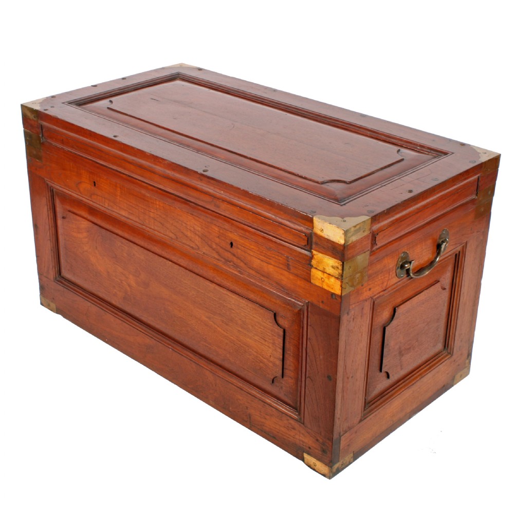 Colonial Brass Bound Military Teak Trunk