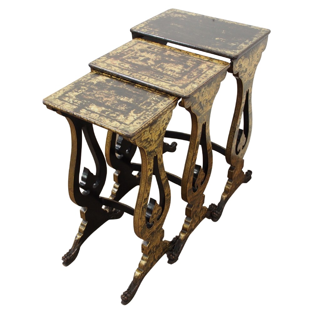 Nest of Three Chinese Lacquered Tables