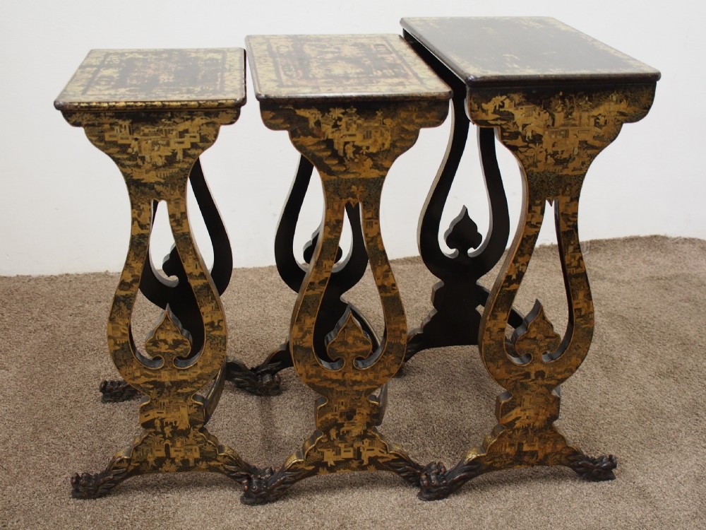 Nest of Three Chinese Lacquered Tables View XIV