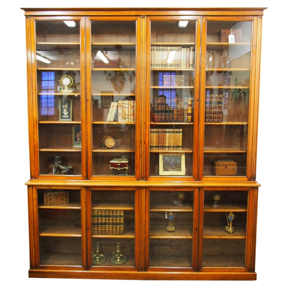 Victorian Red Walnut Cabinet Bookcase