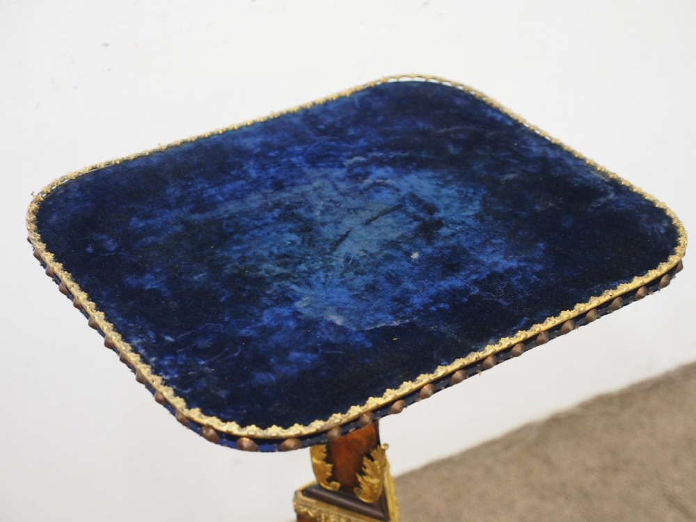 Victorian Kingwood and Blue Velvet Occasional Table  View IX