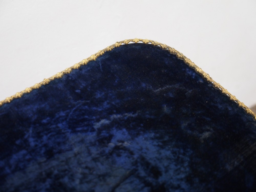 Victorian Kingwood and Blue Velvet Occasional Table  View X