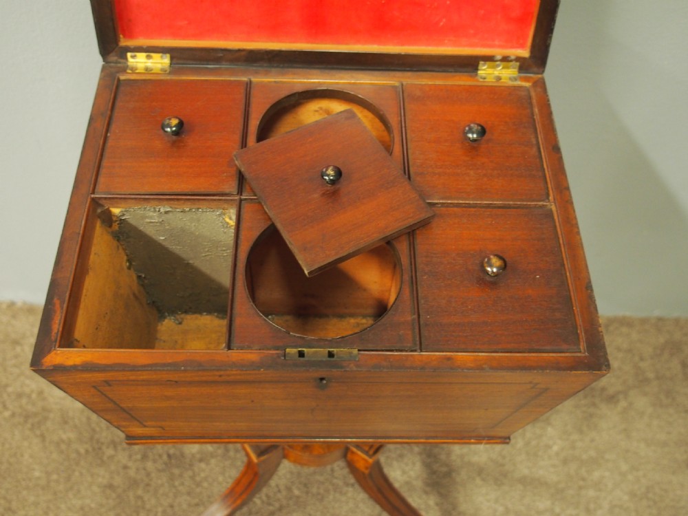 Regency Mahogany and Inlaid Teapoy View XI