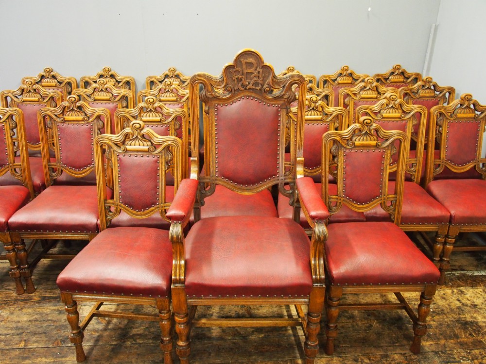 Set of 24 Victorian Carved Oak Dining Chairs View IV