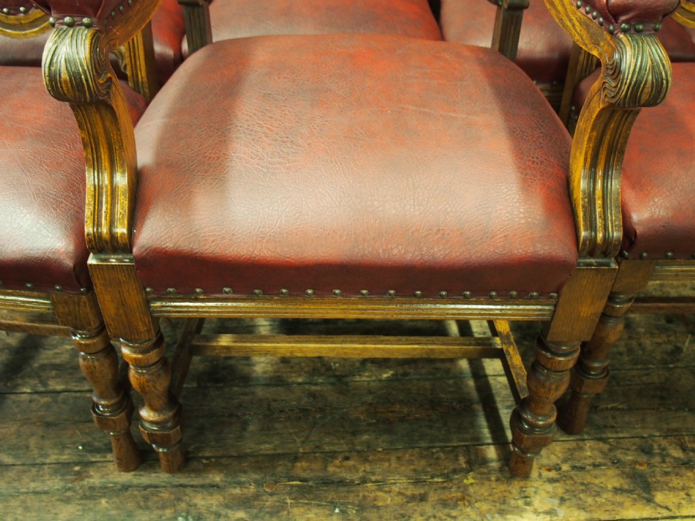 Set of 24 Victorian Carved Oak Dining Chairs View X