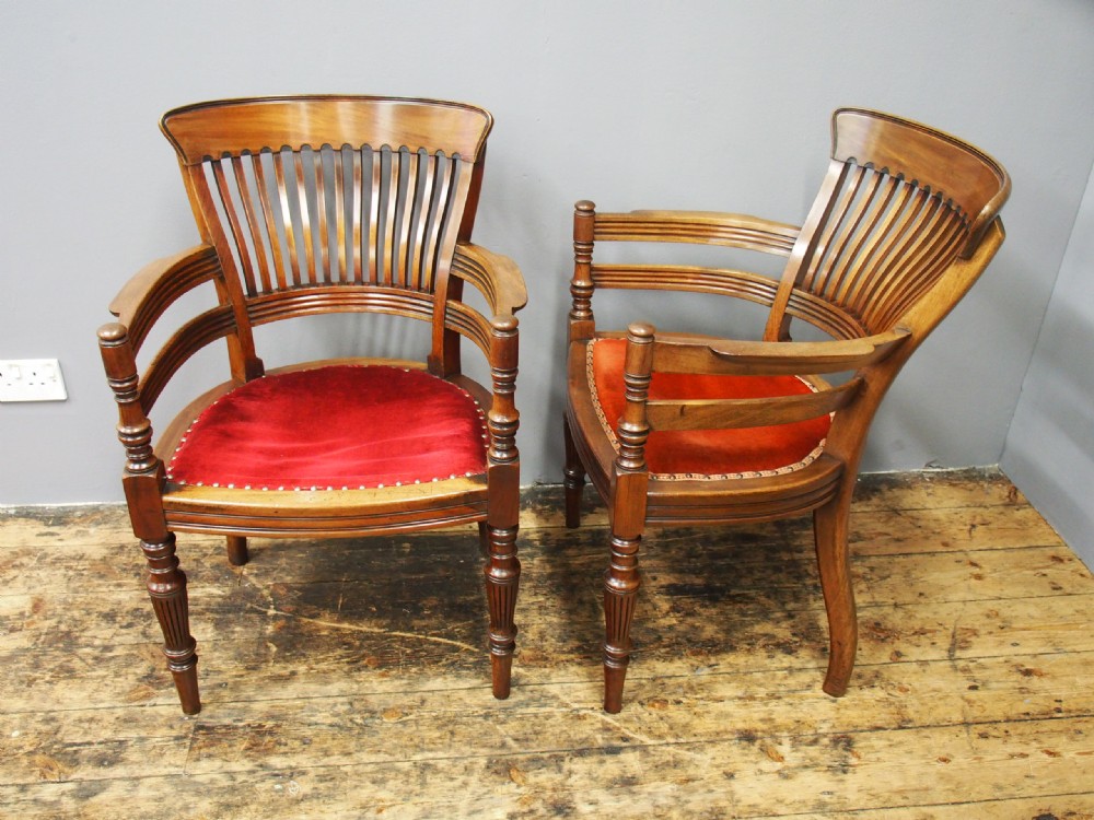 Pair of Edwardian Mahogany Office Chairs View II