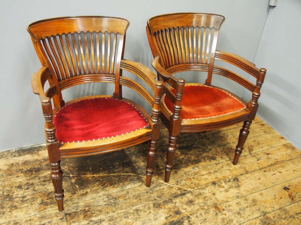 Pair of Edwardian Mahogany Office Chairs View III