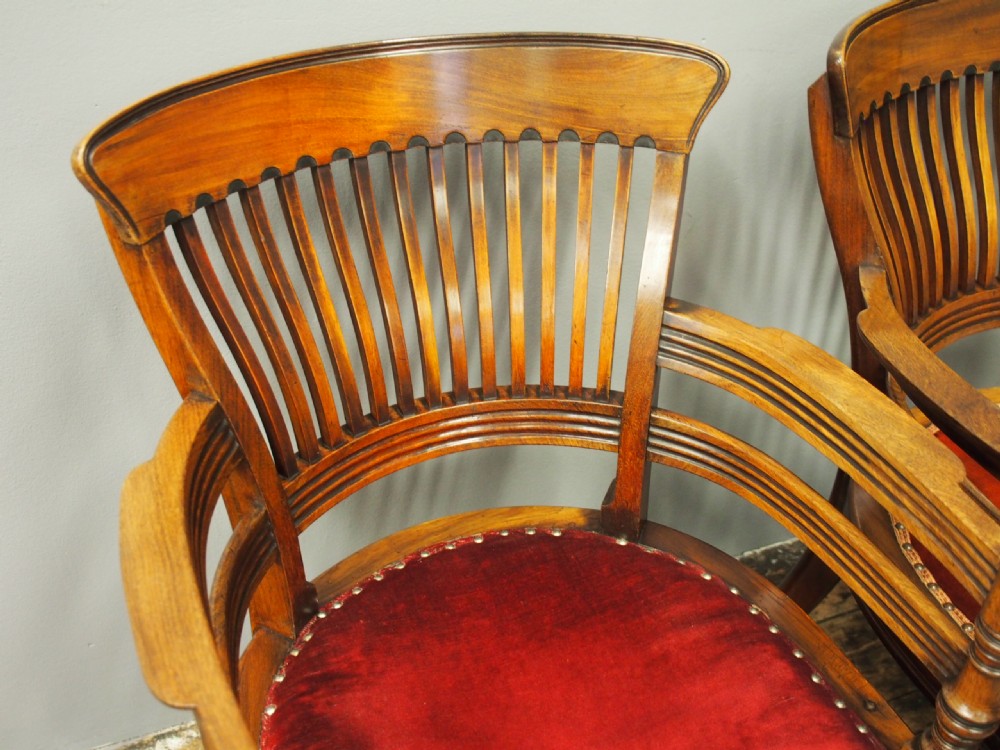 Pair of Edwardian Mahogany Office Chairs View IV