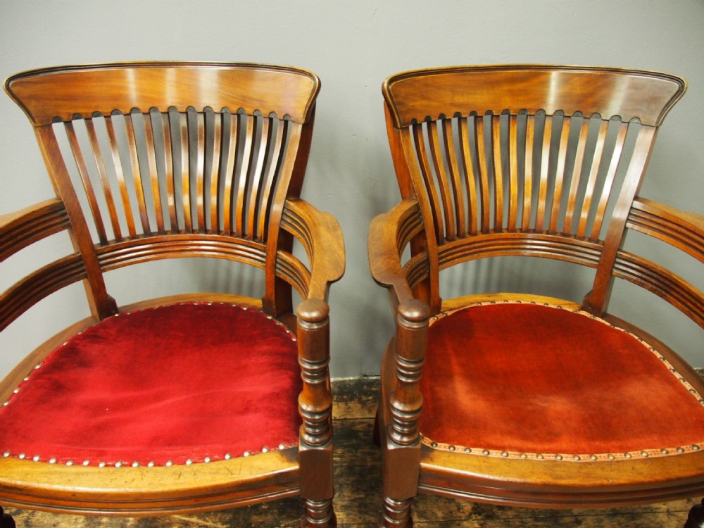 Pair of Edwardian Mahogany Office Chairs View V