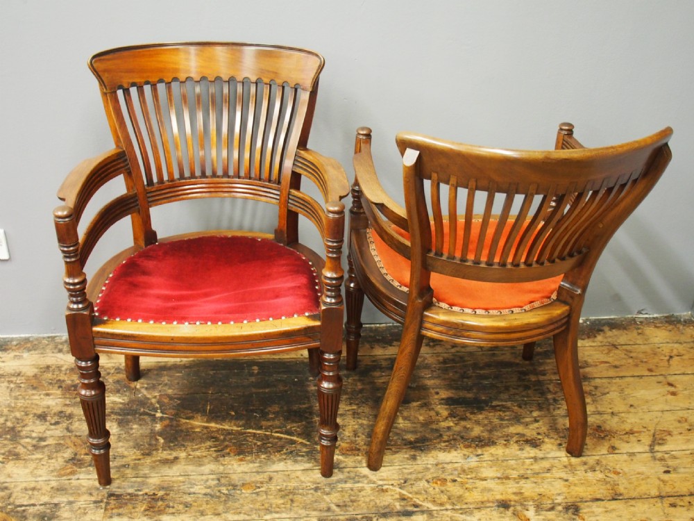 Pair of Edwardian Mahogany Office Chairs View IX