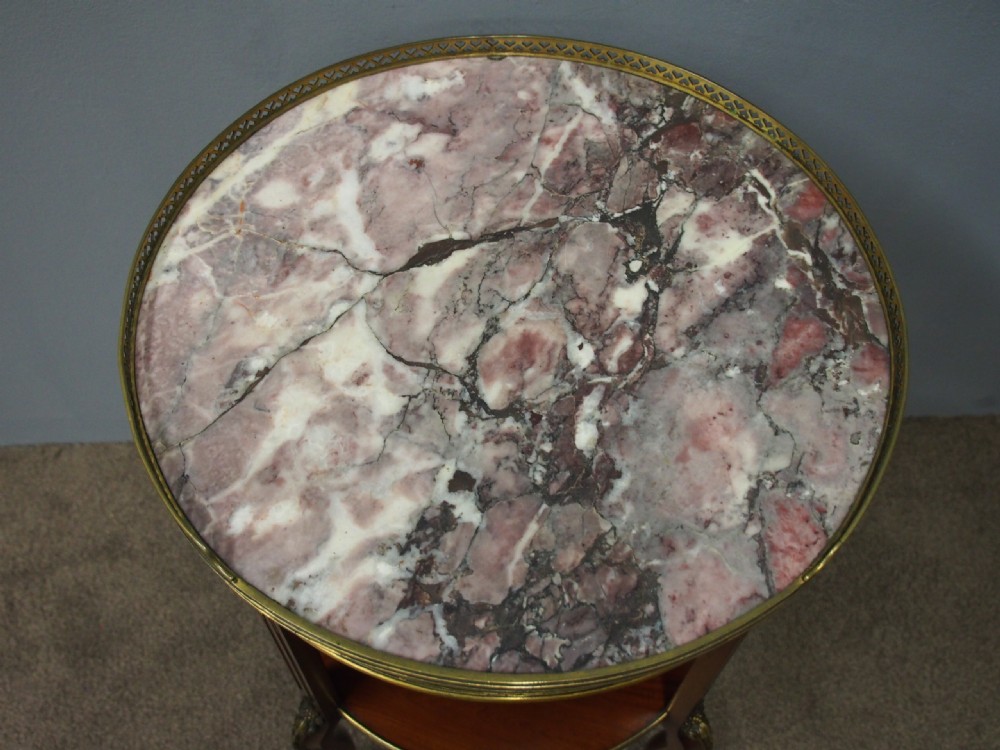 Mahogany and Marble Occasional Table View V