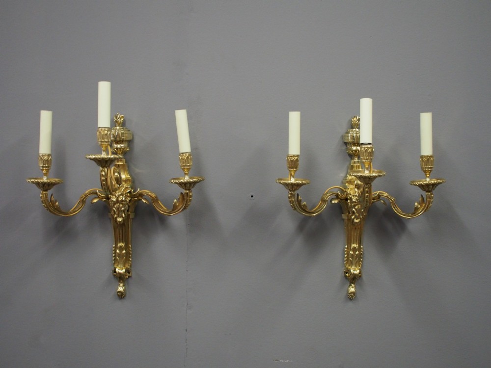 Pair of Adams Style Cast Brass and Gilded Wall Sconces View II