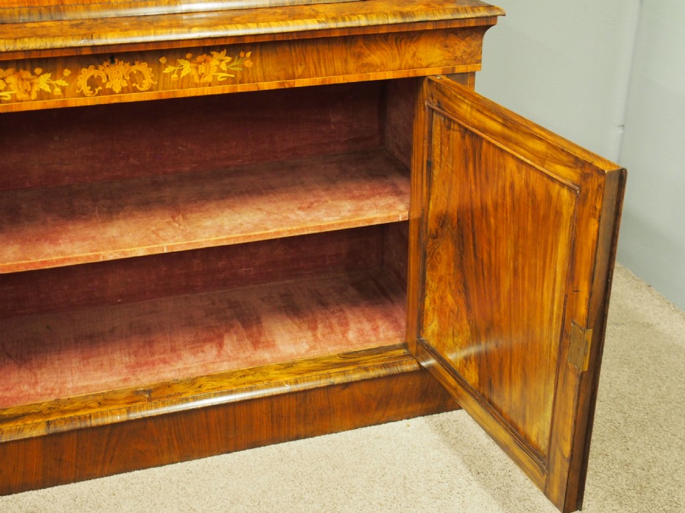 Marquetry Inlaid Burr Walnut Cabinet Bookcase View XII