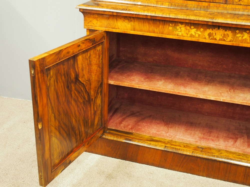 Marquetry Inlaid Burr Walnut Cabinet Bookcase View XIII