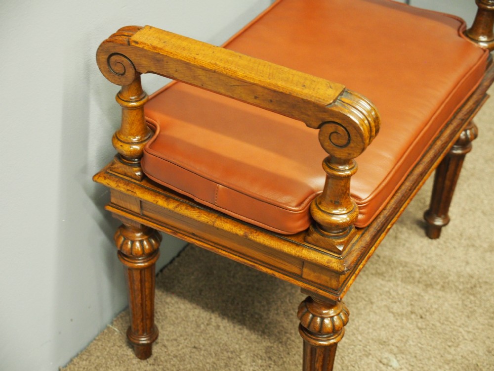 Oak Window Seat with Leather Cushion View V