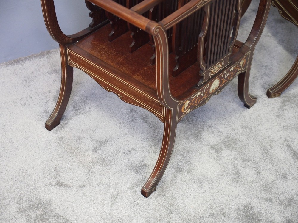 Pair of Sheraton Style Mahogany and Inlaid Canterburys View IV