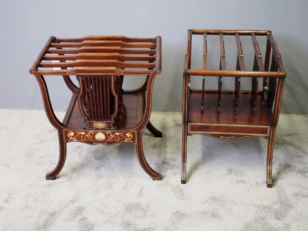 Pair of Sheraton Style Mahogany and Inlaid Canterburys View V