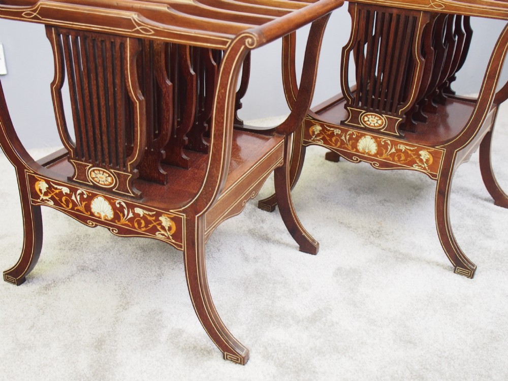 Pair of Sheraton Style Mahogany and Inlaid Canterburys View VIII