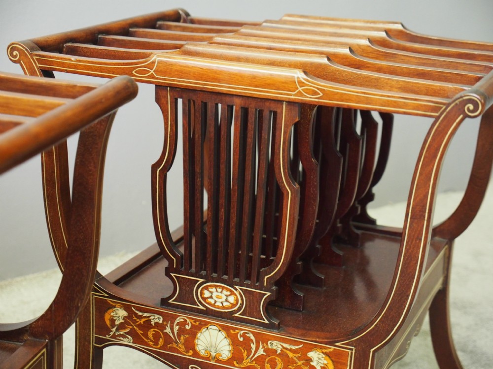 Pair of Sheraton Style Mahogany and Inlaid Canterburys View IX