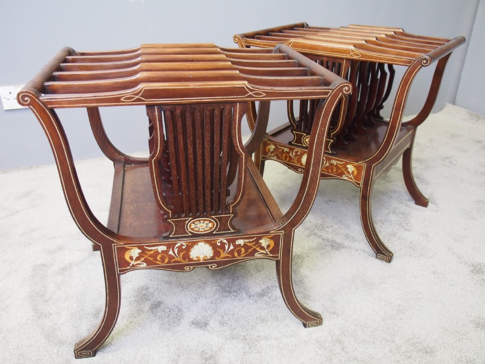 Pair of Sheraton Style Mahogany and Inlaid Canterburys View XI