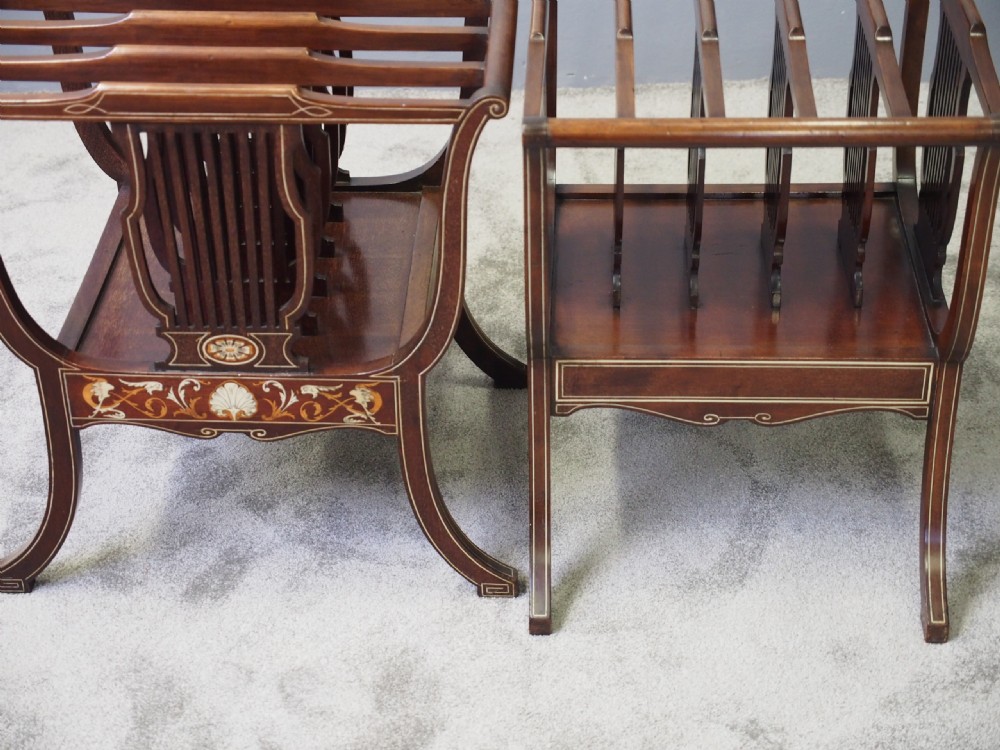 Pair of Sheraton Style Mahogany and Inlaid Canterburys View XIV