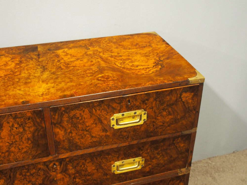 Victorian Walnut and Burr Walnut Military Chest View IV