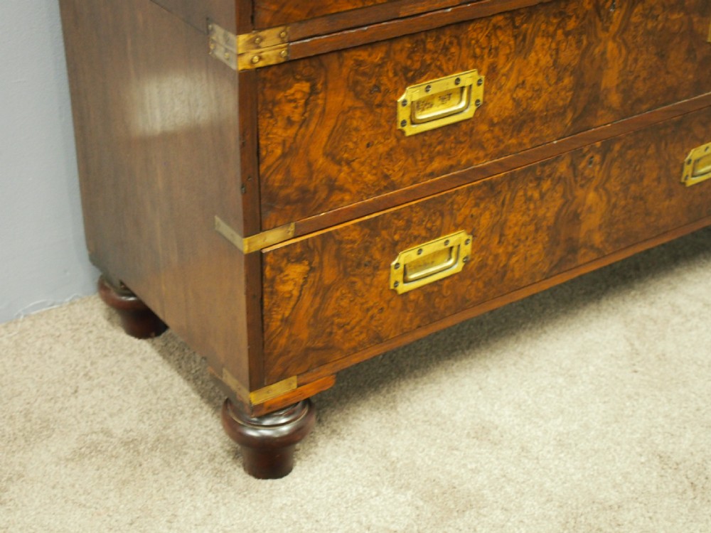Victorian Walnut and Burr Walnut Military Chest View VI