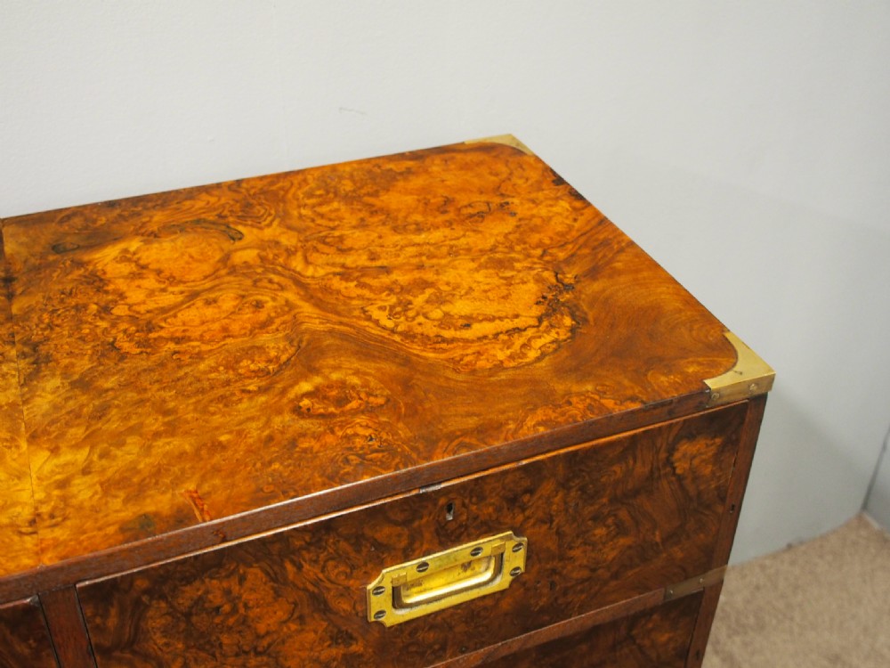 Victorian Walnut and Burr Walnut Military Chest View IX