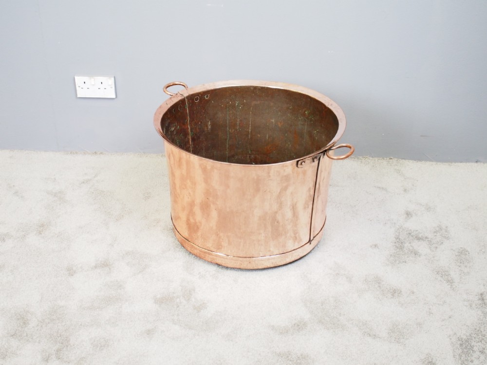 Large Seamed Copper Pot or Log Basket View X