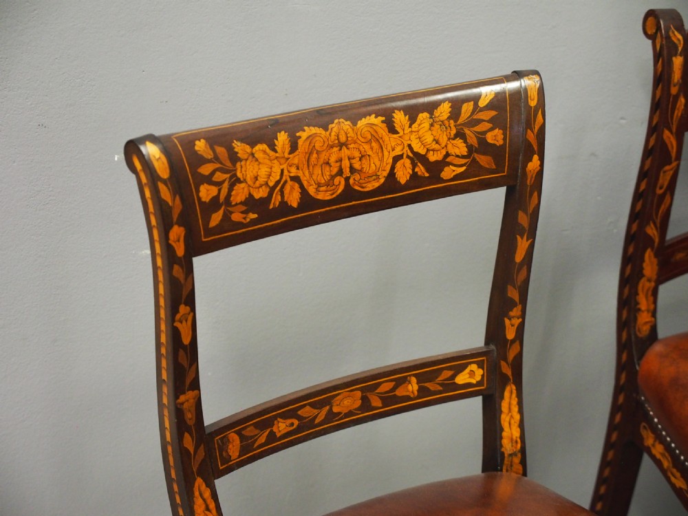 Two Dutch Marquetry Inlaid Mahogany Side Chairs View II