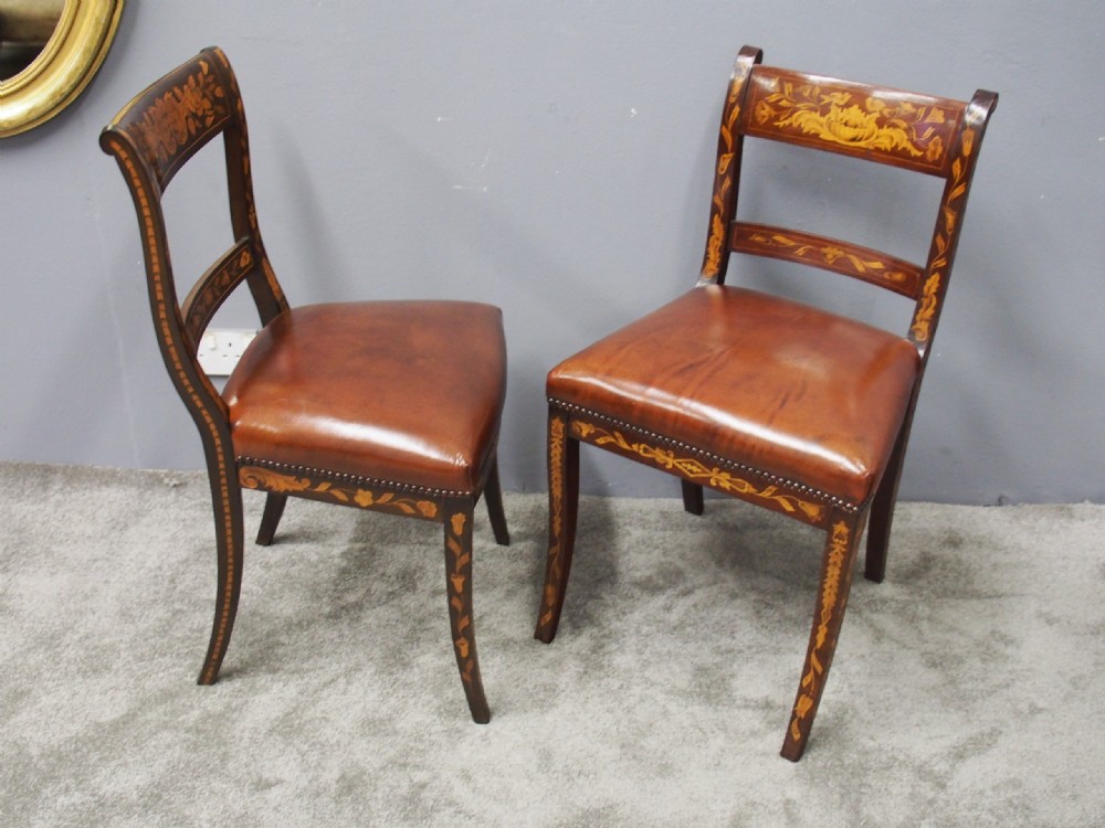 Two Dutch Marquetry Inlaid Mahogany Side Chairs View IV