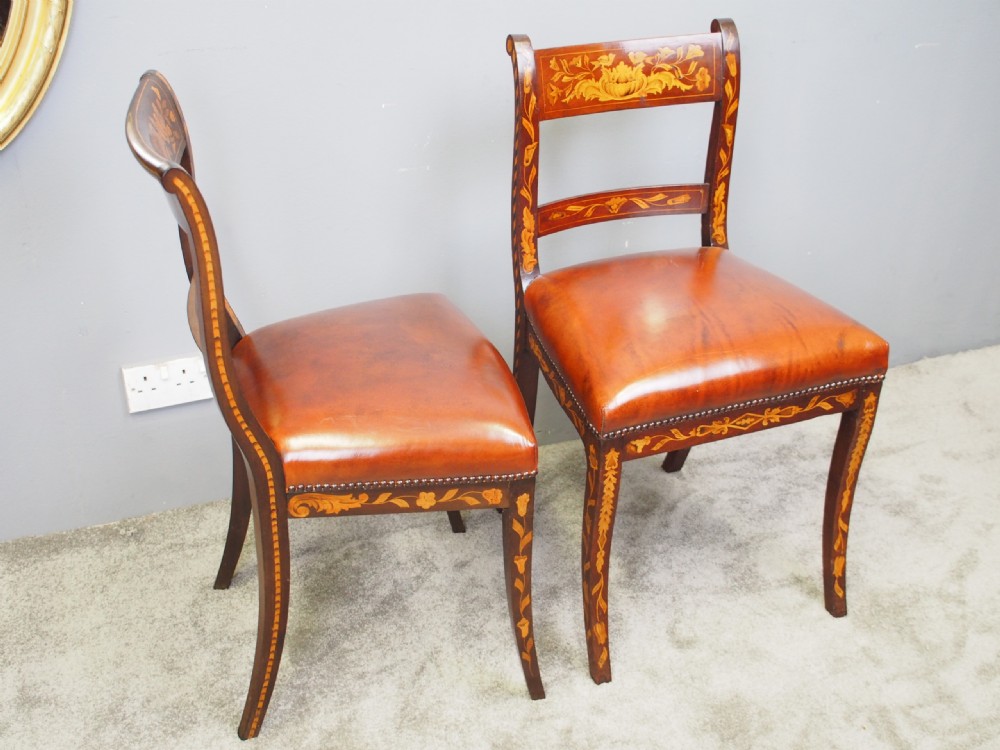 Two Dutch Marquetry Inlaid Mahogany Side Chairs View VII