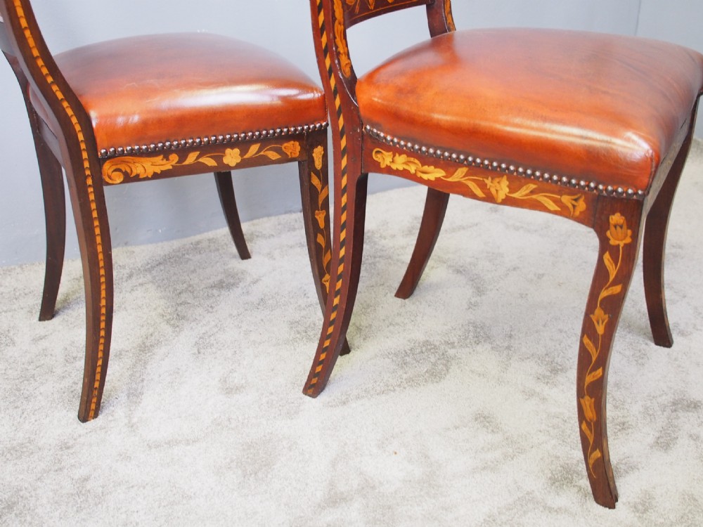 Two Dutch Marquetry Inlaid Mahogany Side Chairs View X