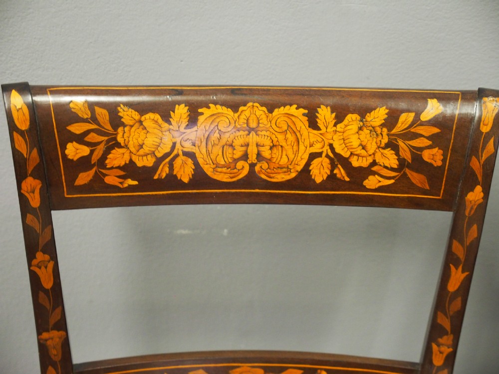 Two Dutch Marquetry Inlaid Mahogany Side Chairs View XII