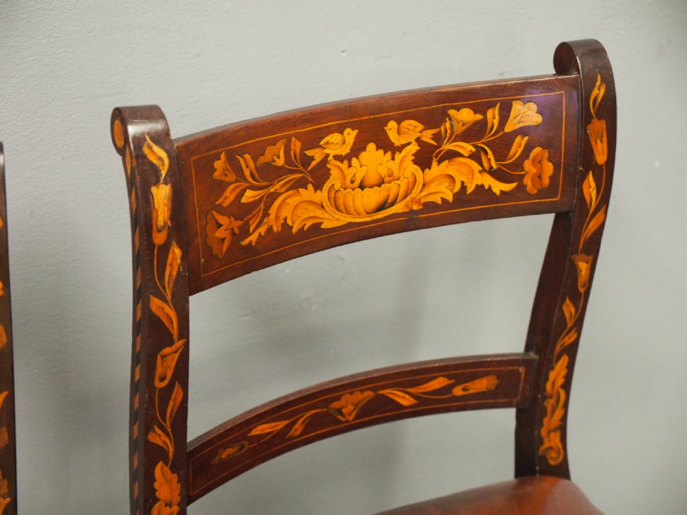 Two Dutch Marquetry Inlaid Mahogany Side Chairs View XIII