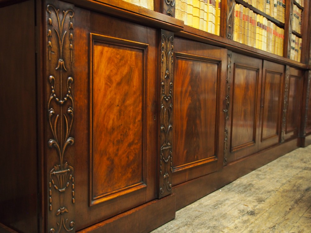 William IV Reverse Breakfront Mahogany Open Bookcase View VII