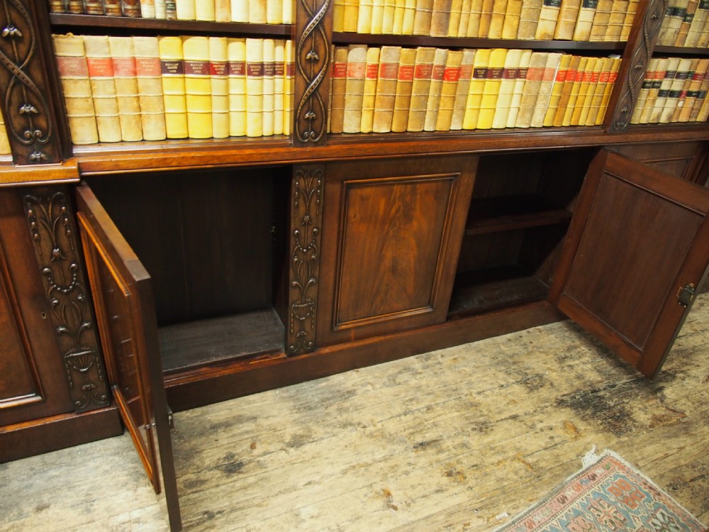 William IV Reverse Breakfront Mahogany Open Bookcase View IX