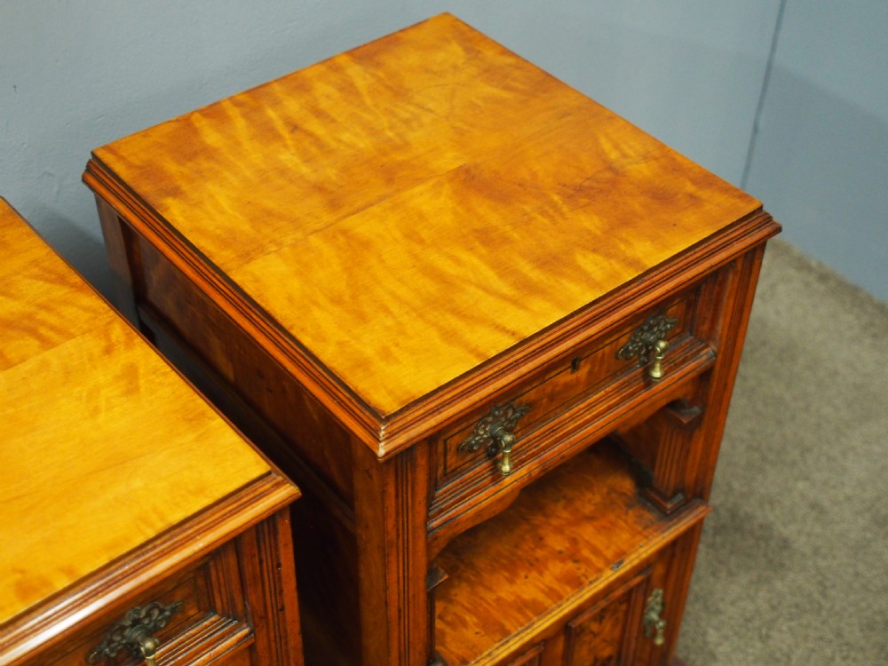 Pair of Satinwood and Inlaid Bedside Cabinets View V