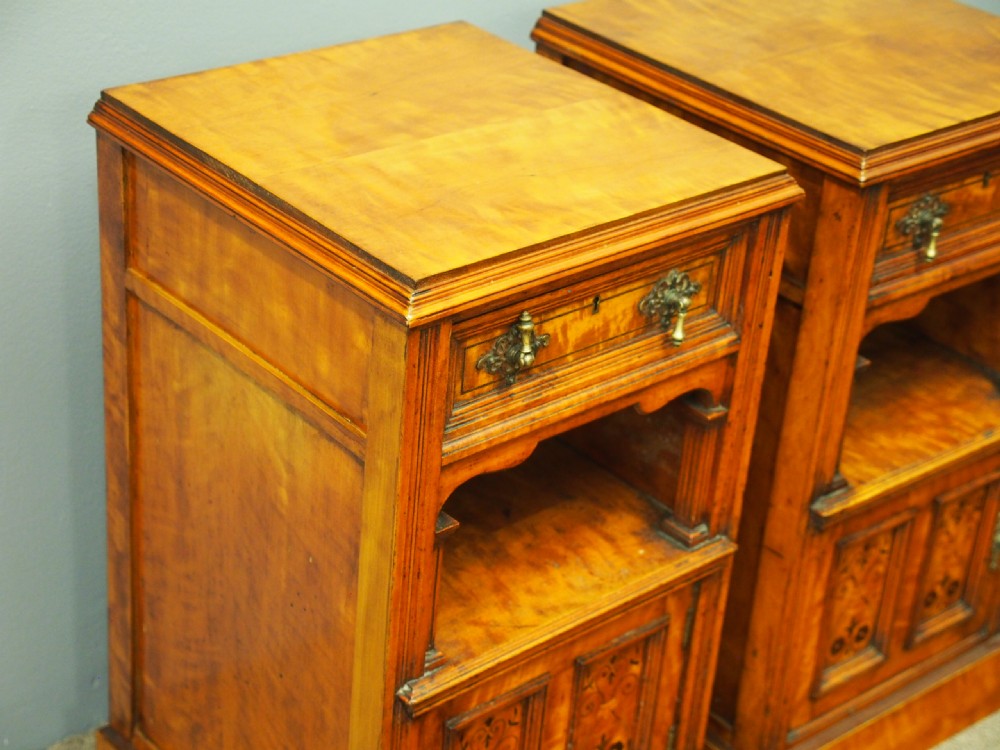 Pair of Satinwood and Inlaid Bedside Cabinets View VII
