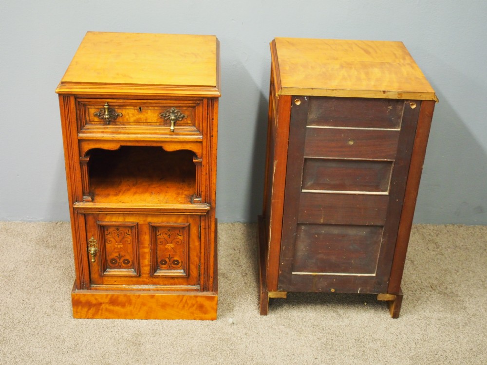 Pair of Satinwood and Inlaid Bedside Cabinets View XI