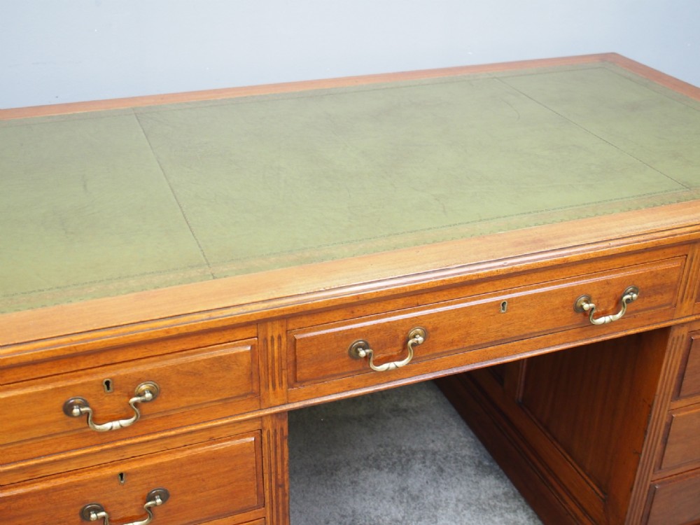 Large Edwardian Walnut Pedestal Desk View IV