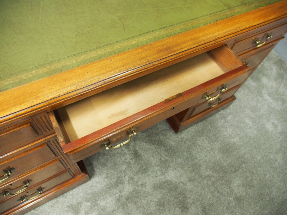 Large Edwardian Walnut Pedestal Desk View VIII