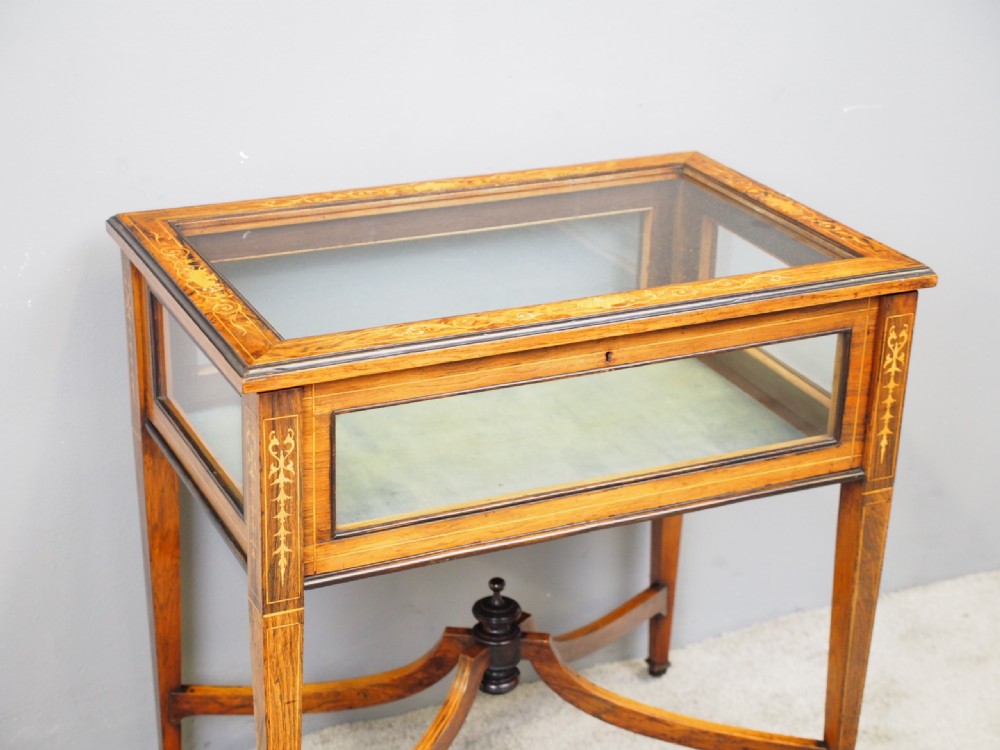 Victorian Marquetry Inlaid Rosewood Bijouterie Table View V