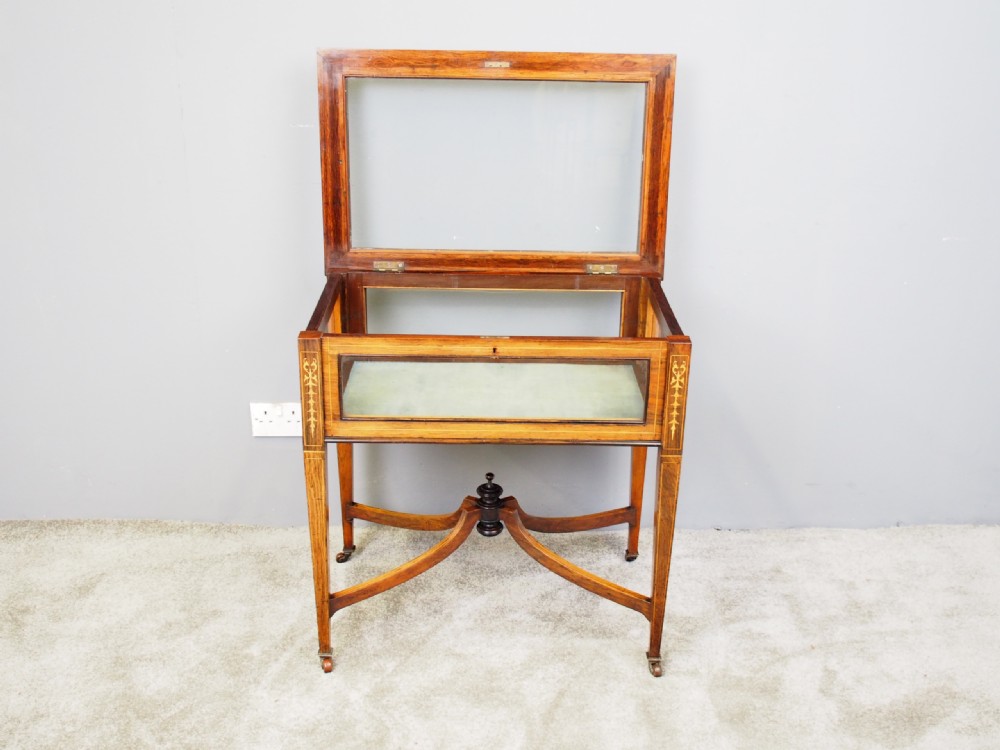 Victorian Marquetry Inlaid Rosewood Bijouterie Table View XI