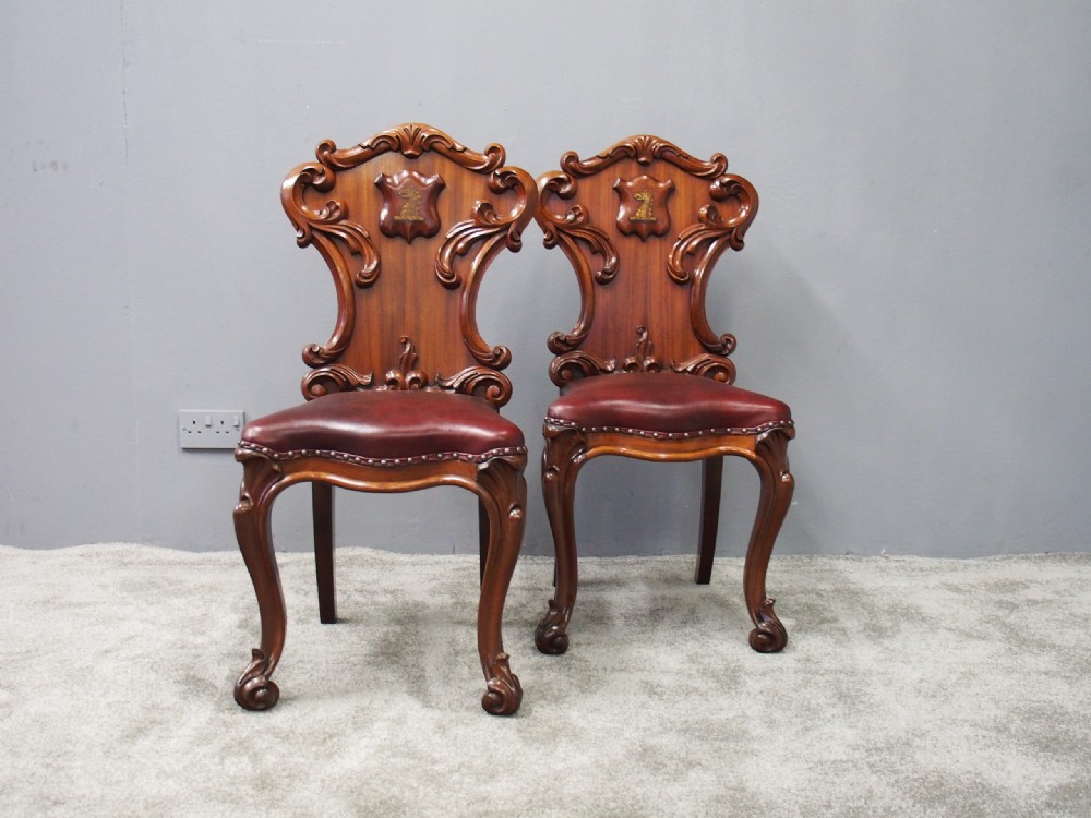 Pair of George IV Carved Mahogany Hall Chairs View III