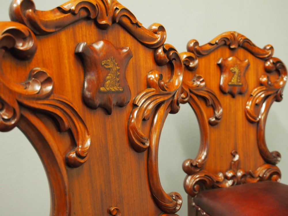Pair of George IV Carved Mahogany Hall Chairs View VI