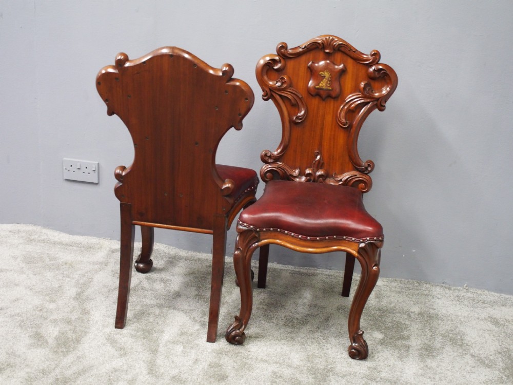 Pair of George IV Carved Mahogany Hall Chairs View X
