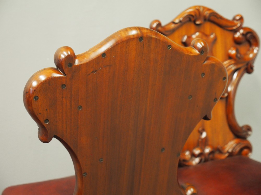 Pair of George IV Carved Mahogany Hall Chairs View XI