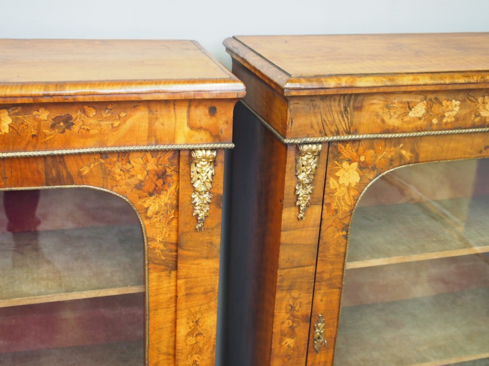 Pair of 19th Century Marquetry Inlaid Walnut Pier Cabinets View III
